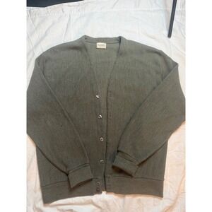CLASSICS Cardigan Sweater Olive Green Button Front Knit Mens XL Made in USA